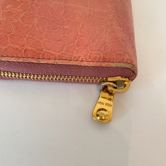 Miu Miu by Prada Pink/Mauve Croc Embossed Zip Around Wallet - Picture 12 of 16